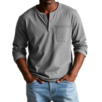 Ludwig | Herren Langarm Henley Shirt – Grau