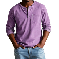 Ludwig | Herren Langarm Henley Shirt – Lila