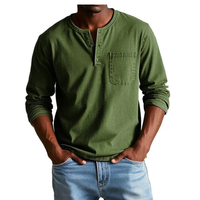 Ludwig | Herren Langarm Henley Shirt – Oliv