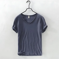 Luftiges Herren-T-Shirt mit V-Ausschnitt | Kurzarm – Kornblumenblau