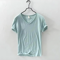 Luftiges Herren-T-Shirt mit V-Ausschnitt | Kurzarm – Pistazien