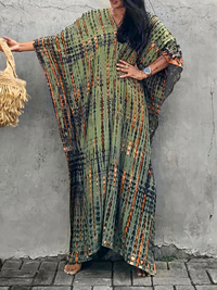 Luftiges Kaftan-Strandkleid für Damen | Maxi – Armee grün