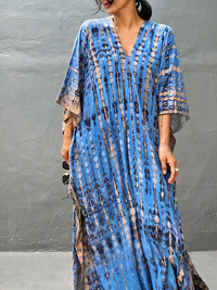 Luftiges Kaftan-Strandkleid für Damen | Maxi – Blau