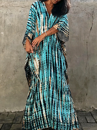 Luftiges Kaftan-Strandkleid für Damen | Maxi – Himmelblau