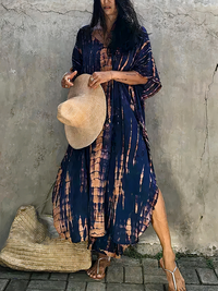 Luftiges Kaftan-Strandkleid für Damen | Maxi – Marine