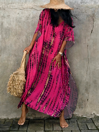 Luftiges Kaftan-Strandkleid für Damen | Maxi – Rosa