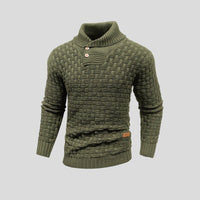 Lukas | Herren Rollkragen Strickpullover mit Zopfmuster – Olivgrün