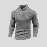 Lukas | Herren Rollkragen Strickpullover mit Zopfmuster – Grau