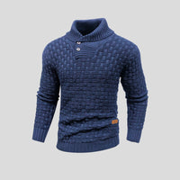 Lukas | Herren Rollkragen Strickpullover mit Zopfmuster – Blau