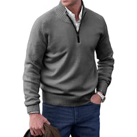 Lukas | Herren Zip Strickpullover – Dunkelgrau