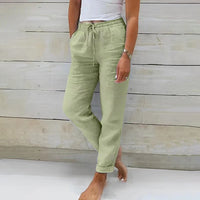Bersha Leinenhose | Sommerliche luftige Leinenhosen Damen in Leinenoptik – Grün
