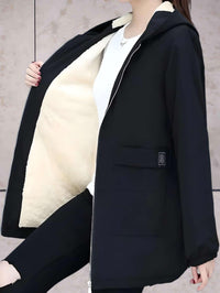 Manzie | Warmes und dickes Lederjacke mit Fleece-Fütterung und Kapuze – S