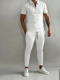 Lysander | Herren Trainingsanzug Polo Set – Weiß