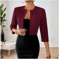 Lysandra | Damen Kurzblazer mit Offener Front – Burgunder