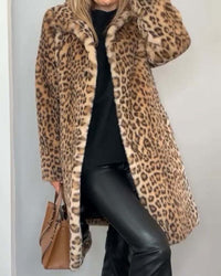 Lysandra | Langmantel mit Leopardenmuster – Khaki