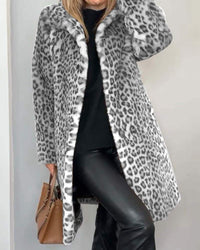 Lysandra | Langmantel mit Leopardenmuster – Grau