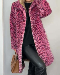 Lysandra | Langmantel mit Leopardenmuster – Rosa