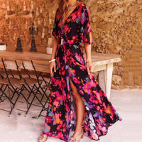 Lysistrata | Damen Wickelkleid Maxikleid V-Ausschnitt – Schwarz