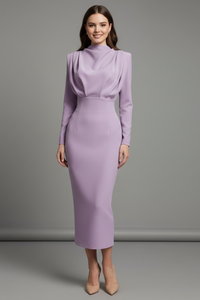 Lysithea | Damen Rollkragen Langarm Maxikleid – Lila