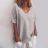 KATHIE - LOCKERES T-SHIRT MIT RUNDHALSAUSSCHNITT – Grau