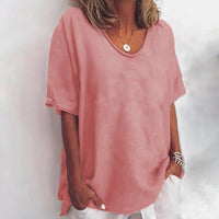 KATHIE - LOCKERES T-SHIRT MIT RUNDHALSAUSSCHNITT – Rosa