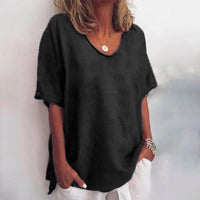 KATHIE - LOCKERES T-SHIRT MIT RUNDHALSAUSSCHNITT – Schwarz