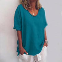 KATHIE - LOCKERES T-SHIRT MIT RUNDHALSAUSSCHNITT – Blau