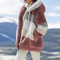 Petra™ | Winterjacke mit Kapuze – Rote Streifen