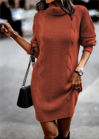 Elin | Grob gestricktes Damen Kleid lässig & elegant – Orange