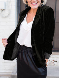 Damen-Blazer mit Samtoberfläche | strukturierte Ausführung – Schwarz