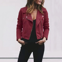 Magdalena | Cropped Jacke mit Kragen – Burgunderrot