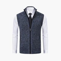 Magnus | Herren Ärmelloser Strickpullover mit Reißverschluss – Blau
