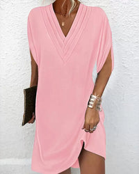 Amelia | Elegantes V-Ausschnitt Kleid – Rosa