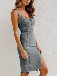 Mirabella™ - Denim-Kleid mit verstellbaren Trägern – Schwarz