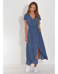Suzanne – Elegantes V-Ausschnitt Kleid – Blau
