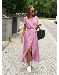 Zayvia - Figurformendes Soft-Touch-Kleid mit V-Ausschnitt – Hellpink