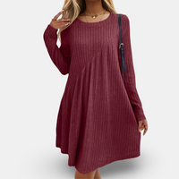 ELISA - LOCKERES STRICKKLEID MIT RIPPENMUSTER – Rot
