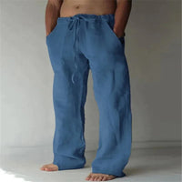 Sommerhose für Herren - Leichte Leinen-Optik Hose mit Kordelzug – Dunkelblau