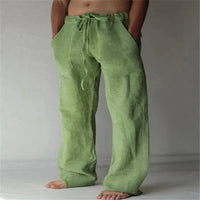 Sommerhose für Herren - Leichte Leinen-Optik Hose mit Kordelzug – Grün