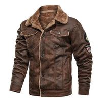 Valentin® | Elegante Lederjacke aus warmem Fleece – Braun
