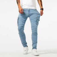 YOHANN - ENGER CARGOHOSE – Blau