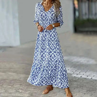Mira - Maxikleid mit halben Ärmeln – Blau