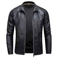 Armin® | Stehkragen Lederjacke – Schwarz
