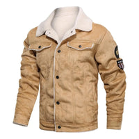 Valentin® | Elegante Lederjacke aus warmem Fleece – Khaki