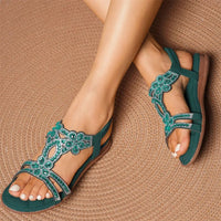 Sandalen für Damen - Bequeme Sommerschuhe mit Fußbett für den Sommer – Dunkelgrün