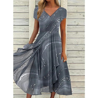 Naomi | Midi Dress with V-Neck – Grau