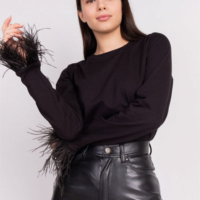 Sayvanna | Langarmshirt mit Federn