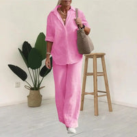 Heidi-Mode | Lässiges Baumwoll-Leinen-Set Für Damen – Rosa