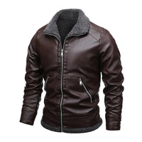 Marc® | Elegante Lederjacke aus Fleece – Dunkelbraun