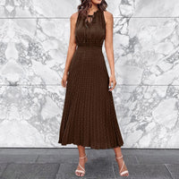 Karin Sommerkleid | Elegantes plissiertes Ärmelloses Midikleid für Sommer – Braun